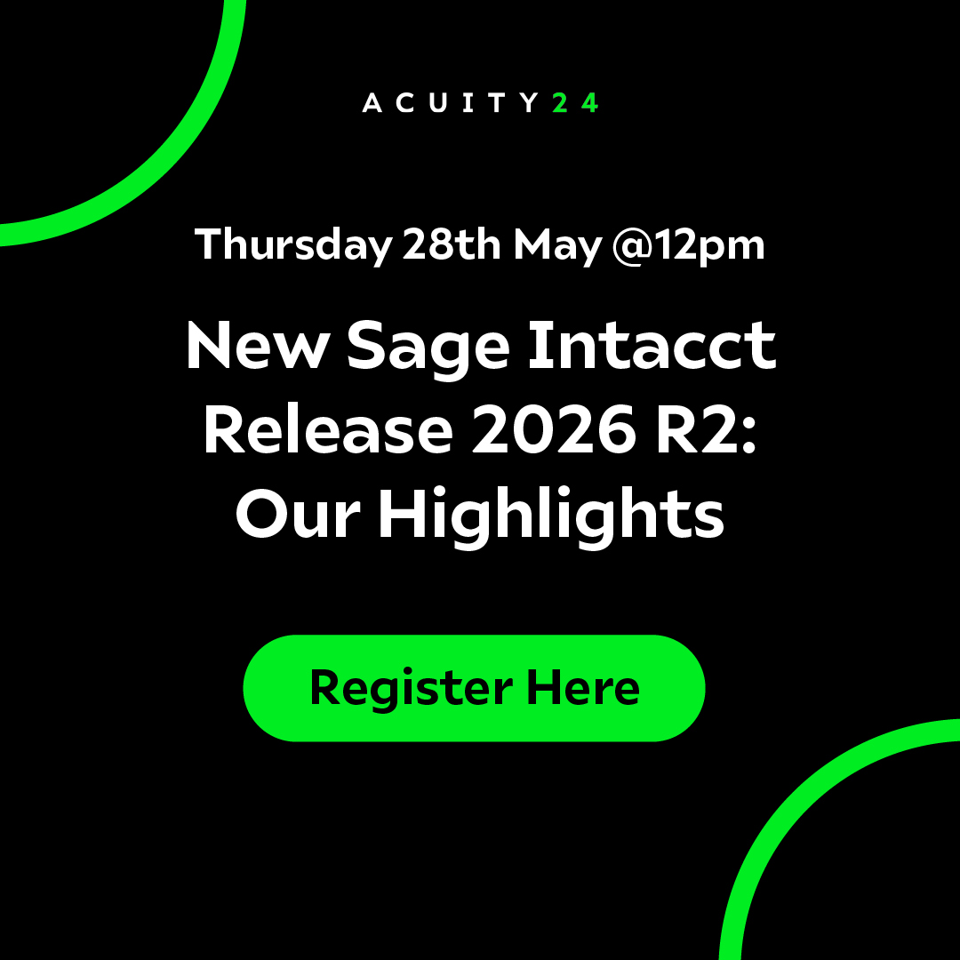 _ACUITY24's tweet photo. One Day to Go! Join us 12-1pm tomorrow for our webinar "New Sage Intacct Release 2026 R2: Our Highlights"

We'll run through the new features and functions in the new release and ways to implement them in your own system.

Register your place here 👉https://t.co/cCFoi0YGwf https://t.co/KhRc8NBcbY