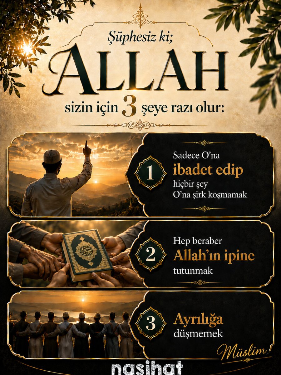 NasihatMescidi's tweet photo. İbni Mesud müslümanlara nasihat ederken dedi ki: 
Ey insanlar sizin taat ve cemaate sarılmanız gerekir. Çünkü onlar, Allah'ın kendisine sarılmanızı emrettiği ipidir. Hiç şüphesiz Cemaat ve taat içinde hoşunuza gitmeyen şeyler, ayrılık halindeki güzel bulduğunuz şeylerden daha hayırlıdır.

İbni Abbas da diyor ki: cemaat içinde tuz yemeyi, tek başıma tatlı yemeye tercih ederim.

#bayramhutbesi #Kesit
#nasihat #mescidi 
#kurbanbayramınızmübarekolsun 
#ferdiyapan #hoca