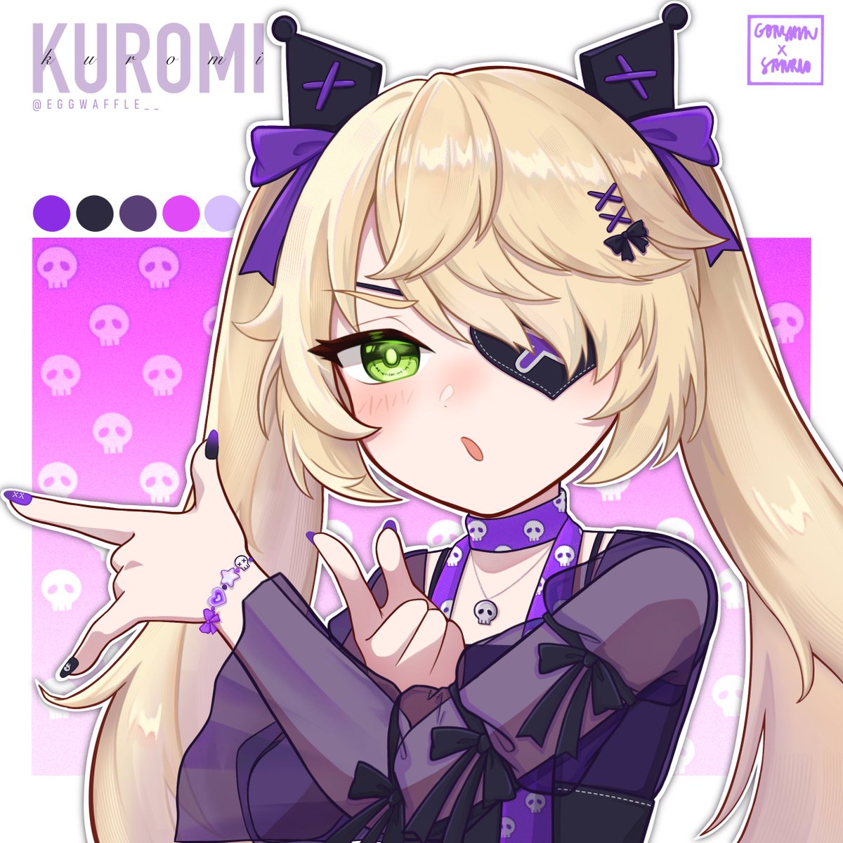eggwaffle__'s tweet photo. 「 原神 x サンリオ 」 Genshin x Sanrio: ₊˚⊹♡౨ৎ Kuromi x Fischl ౨ৎ♡⊹˚₊

Happy birthday, Fischl! ☠️💜

#GenshinImpact #原神 #GenshinFanArt #Fischl #菲谢尔 #フィッシュル #フィッシュル生誕祭2026 https://t.co/Mjf23yOJyx
