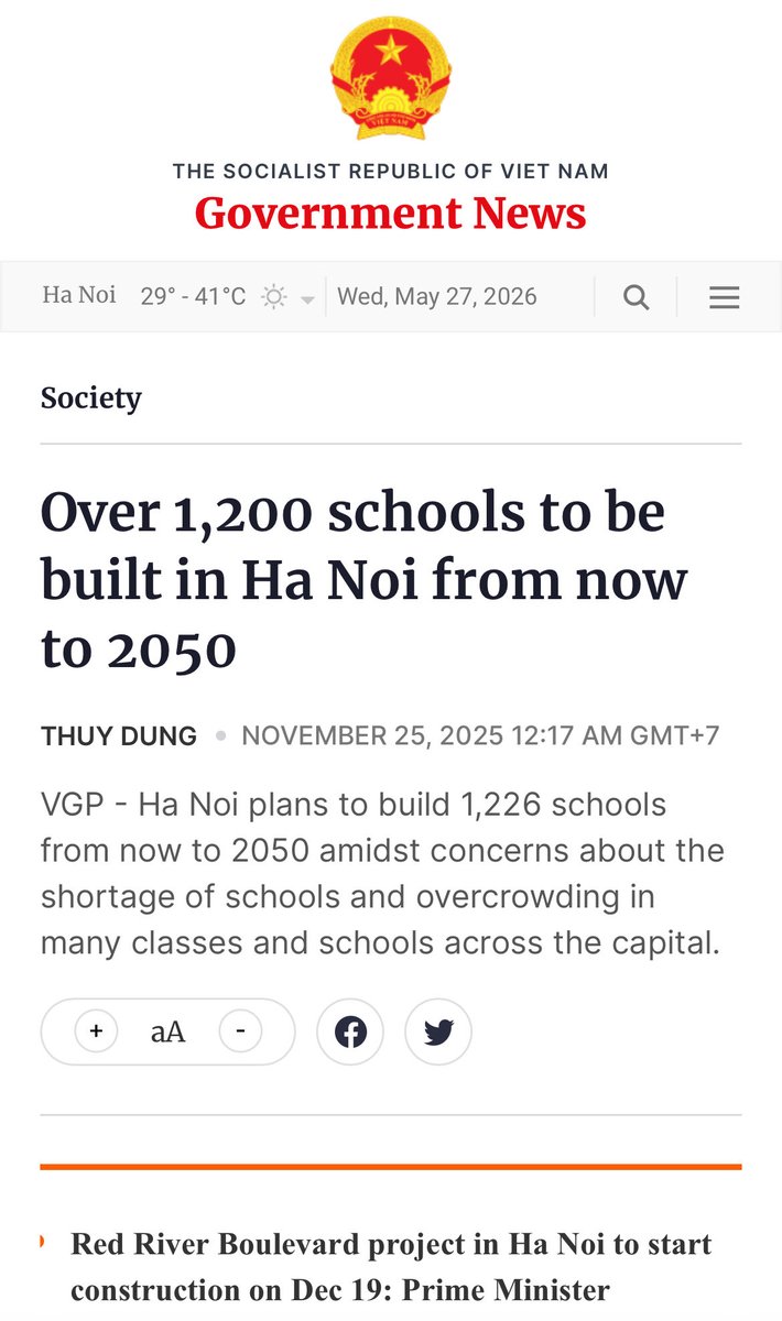 eliseslight's tweet photo. "Don't go to college, let AI handle it." 
Is this advice or a trap?Vietnam’s answer:
> Massive school expansion (Hanoi to Borders).
>  Free education until Grade 12.
> We are empowering creators of value. Living a meaningful life starts with an educated mind. 🇻🇳 https://t.co/br6kLbVqo3