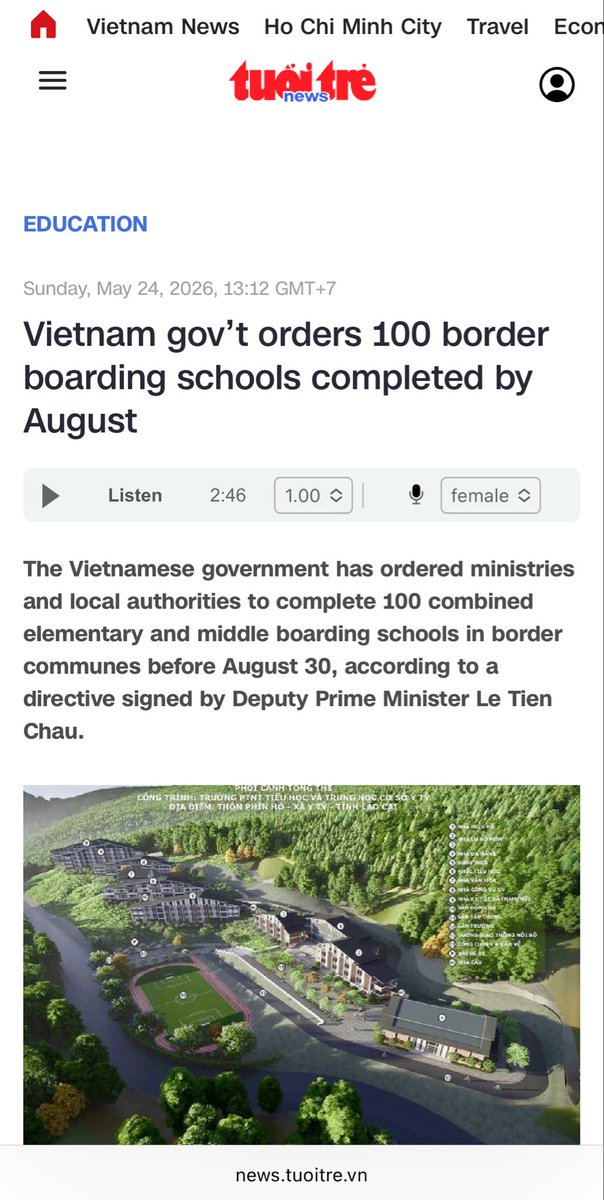 eliseslight's tweet photo. "Don't go to college, let AI handle it." 
Is this advice or a trap?Vietnam’s answer:
> Massive school expansion (Hanoi to Borders).
>  Free education until Grade 12.
> We are empowering creators of value. Living a meaningful life starts with an educated mind. 🇻🇳 https://t.co/br6kLbVqo3