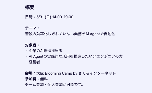 shodaiiiiii's tweet photo. 5/31(日)に関西で「AIを活用した業務オペレーション（Ops）改善・自動化にフォーカスしたハッカソン」やります🔥

参加費無料でClaude Code を活用した実装構築についてのレクチャーもやるので初心者の方でも参加しやすいイベントにしています☺️ https://t.co/Z403hk6C6W