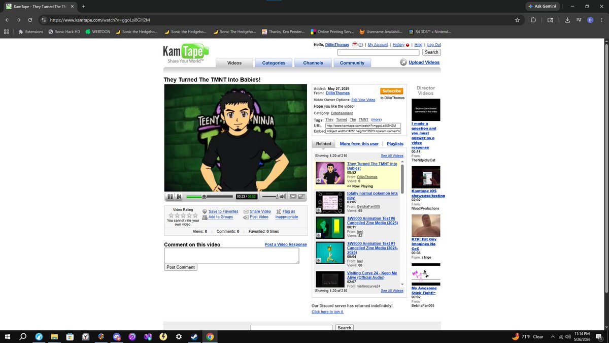 DHTDillinThomas's tweet photo. Added something new to the descriptions of some of my newer videos.  Clicking the link under (Take me back to the past), will bring you to a  different version of the video that you are watching. This upload will  be more like how my old content was, so no voice filters or sets. https://t.co/aZImGGp480