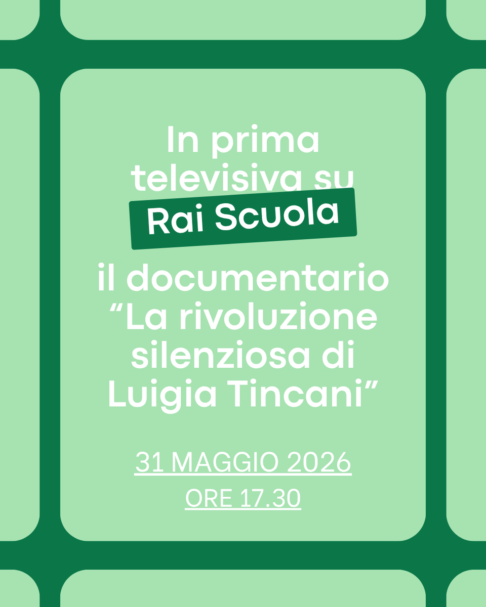 UniLUMSA's tweet photo. 📺 In prima TV su Rai Scuola (canale 57), domenica 31 maggio alle 17.30, arriva il documentario La rivoluzione silenziosa di Luigia Tincani, in onda proprio nel 50° anniversario della scomparsa della fondatrice della #LUMSA. Il docufilm, realizzato dall'Ateneo e prodotto dall'Associazione Culturale IMAGO, sarà disponibile da domenica anche su RaiPlay e riproposto sui canali culturali Rai. https://t.co/EUj1uoF7os