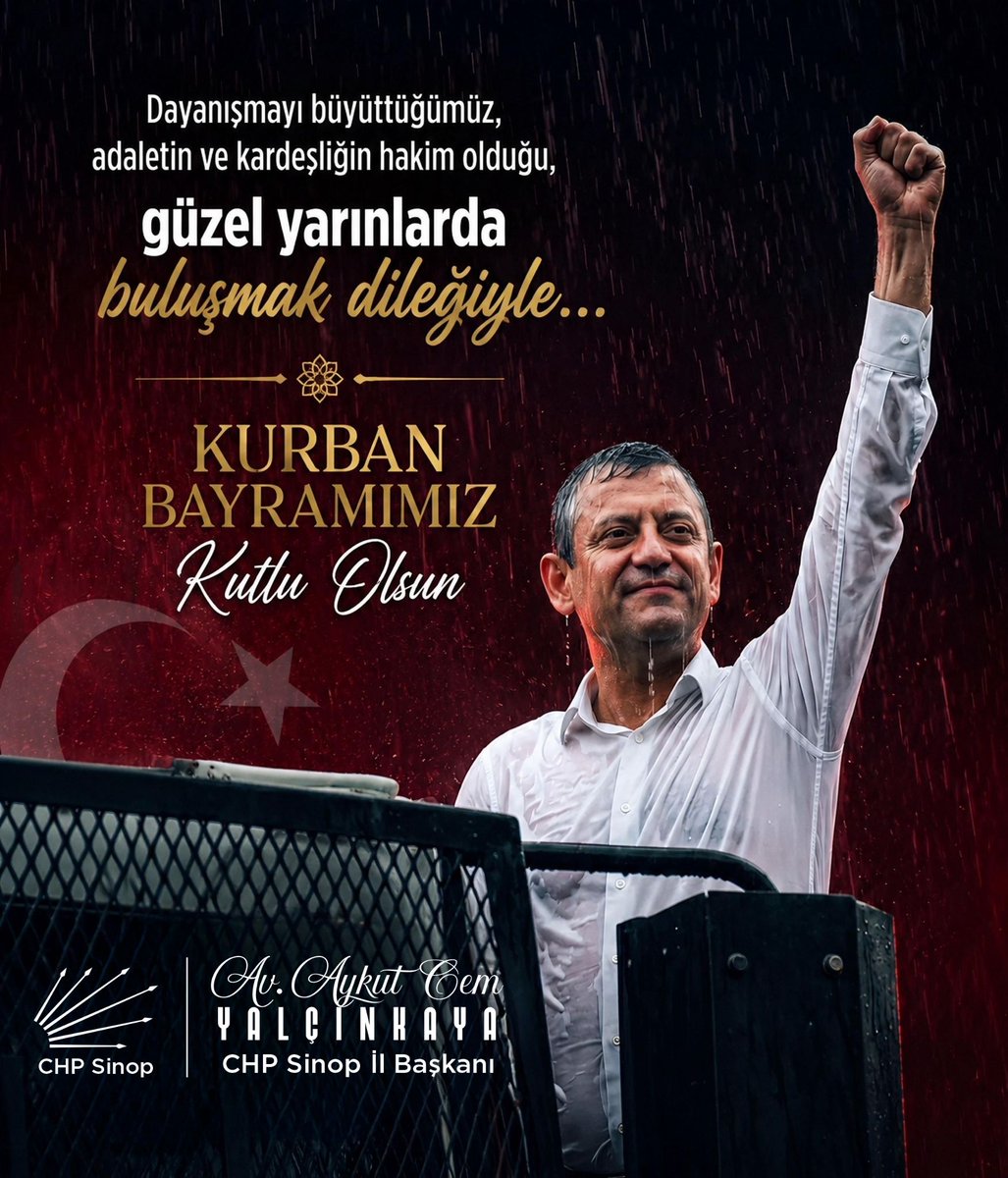 aykutcc's tweet photo. Hak yemeyen, hakkı olmayana göz dikmeyen, yol arkadaşlarına ve yurttaşlarına düşman muamelesi yapmayan, rakiplerini zindanlara atmayan herkese iyi bayramlar.

Ülkemizde Bayram gibi kutlayacağımız Bayramlara hep birlikte ermek dileğiyle...

Av. Aykut Cem Yalçınkaya 
Cumhuriyet Halk Partisi Sinop İl Başkanı