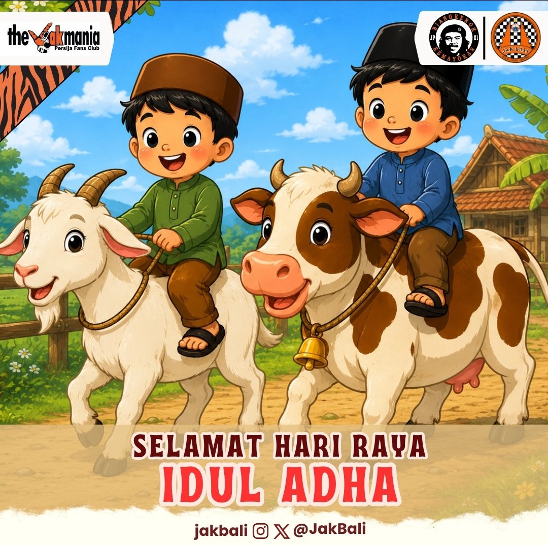 JakBali's tweet photo. Selamat Idul Adha untuk yang merayakan 🥳🐂🐏🙏 https://t.co/5U1duOs8sr