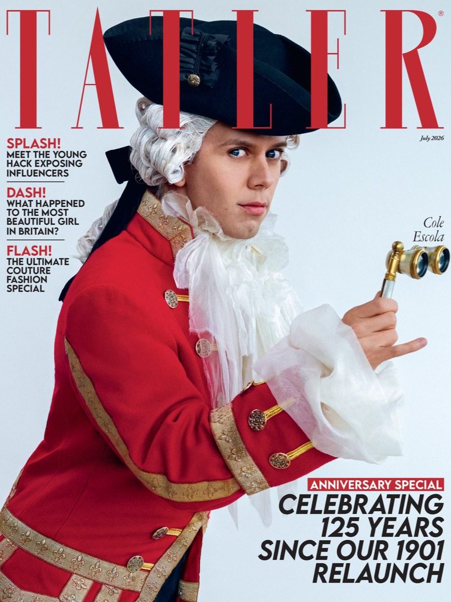 Tatlermagazine's tweet photo. If you thought #LadyWhistledown was the original society gossip scribe, think again.
125 years ago, Tatler was reintroduced. Originally a periodical launched in 1709, it returned at the turn of the 20th century ready to spill the tea.
When Tatler tattled again, change was in the air. Motor cars multiplied, the new King was busy installing mod cons at Windsor, and going out had become the new staying in. Restaurants proliferated, theatres thrived, and The Tatler devoted at least a third of every issue to reviews of the latest plays and musicals.
To mark the anniversary, theatre’s most glorious singular presence #ColeEscola poses as Tatler’s Bystander Man on the cover of the July issue – on newsstands 4 June.
https://t.co/1RNYxHiPBZ