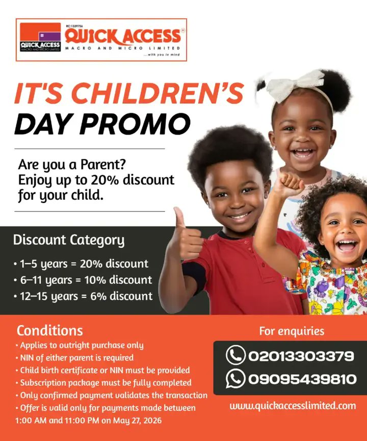 quickaccess_ltd's tweet photo. It's Children's Day Promo 😀😀😀 https://t.co/SBuxMHz9wB
