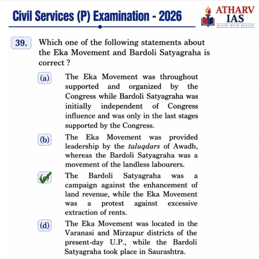 sonuedu's tweet photo. #upsc #upscprelims #prelims2026 #upscprelims2026 #answerkey 

Eka Movement &amp; Bardoli Satyagraha https://t.co/wnIVZiI2jd
