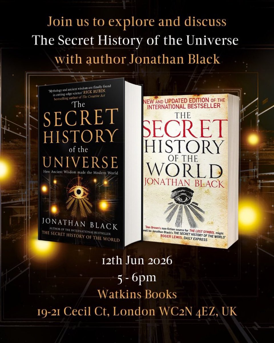 MikeSouthon's tweet photo. Jonathan Black’s book ‘The Secret History of the World’, is the ultimate guide to esoterica. His new book covers quantum mechanics and explains how ancient wisdom made the modern world. I hope to see you at the book launch at 17:00 on Friday 12th June!

https://t.co/LtCUcPmuSt https://t.co/dWGPGcCxGV