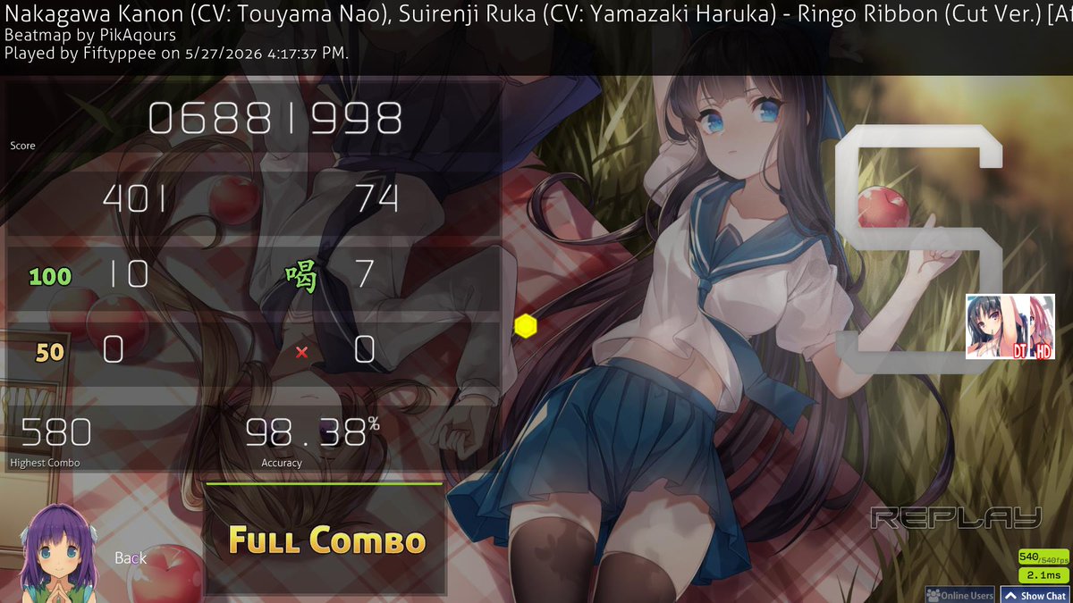 Fiftyppee's tweet photo. 今は誰もやってない古のPP譜面FC!!
557pp https://t.co/NH7nTX5Rdl