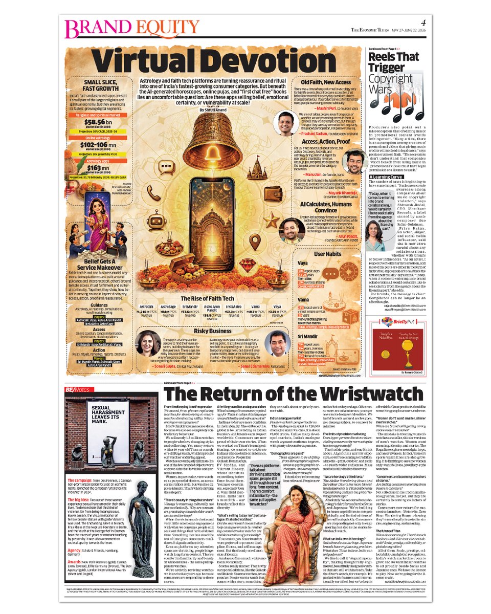 TimesResponse's tweet photo. This week’s Brand Equity explores key conversations from the 57th ABBY Awards and Goafest, covering creative ambition, agentic marketing, Meta’s AI connectors, the analogue watch revival, and technology’s growing role in spirituality. https://t.co/QIl2lykos9
