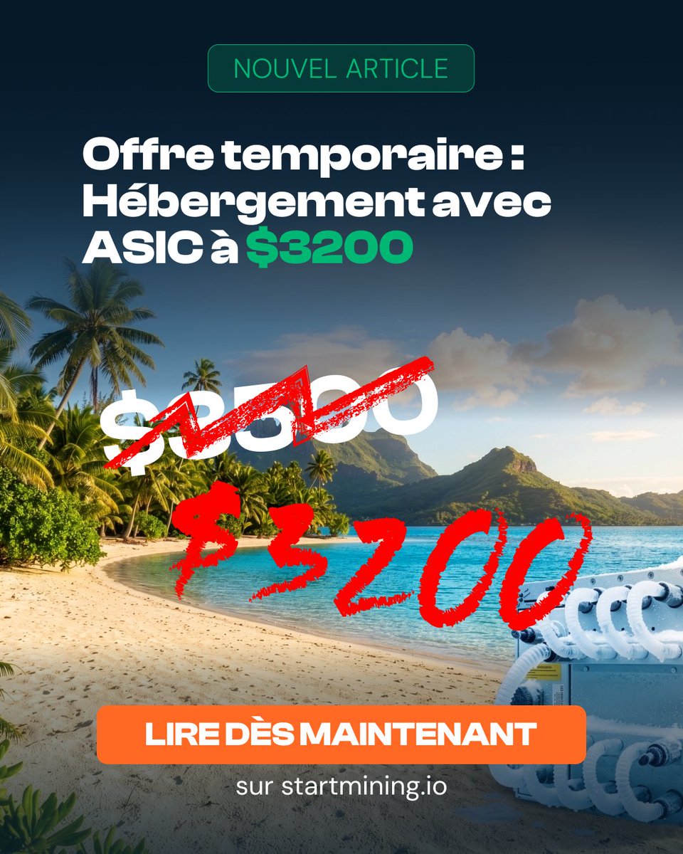 StartminingFR's tweet photo. Dans le mining Bitcoin, le vrai sujet n’est pas seulement le revenu brut : 

C’est le coût de production du BTC.

Avec son offre Hydro en Islande à 0,061 $/kWh, Startmining vise directement le levier le plus important : 

Réduire l’OPEX pour améliorer la marge nette.

Offre promotionnel #PICS jusqu'au 7juin.

#BitcoinMining #ASIC #Mining