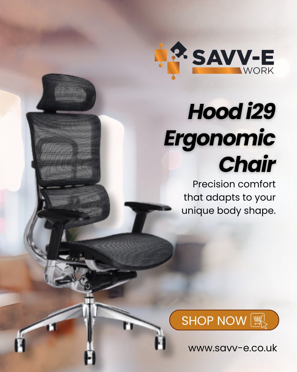 savvework's tweet photo. The Hood i29 is one of the most advanced ergonomic seats available, featuring a patented floating lumbar system that adapts to your unique body shape. 🪑

Invest in precision comfort.

➡️ Shop the Hood i29 at https://t.co/08LBJnSnNN 

#savvework #ergonomicchair #backpainrelief https://t.co/hdVqabPHUT