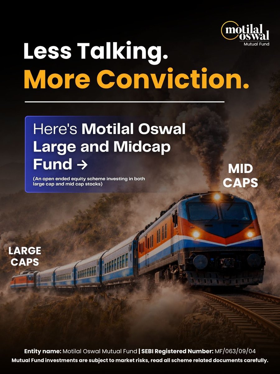 MotilalOswalAMC's tweet photo. Less noise. More conviction.
Built on Hi-Conviction investing, Motilal Oswal Large & Midcap Fund aims to capture long-term growth opportunities with a differentiated portfolio approach.
Invest now: https://t.co/OBsOZrNiPK
#LargeandMidcap #MotilalOswalAMC https://t.co/CDd1aKe2i9