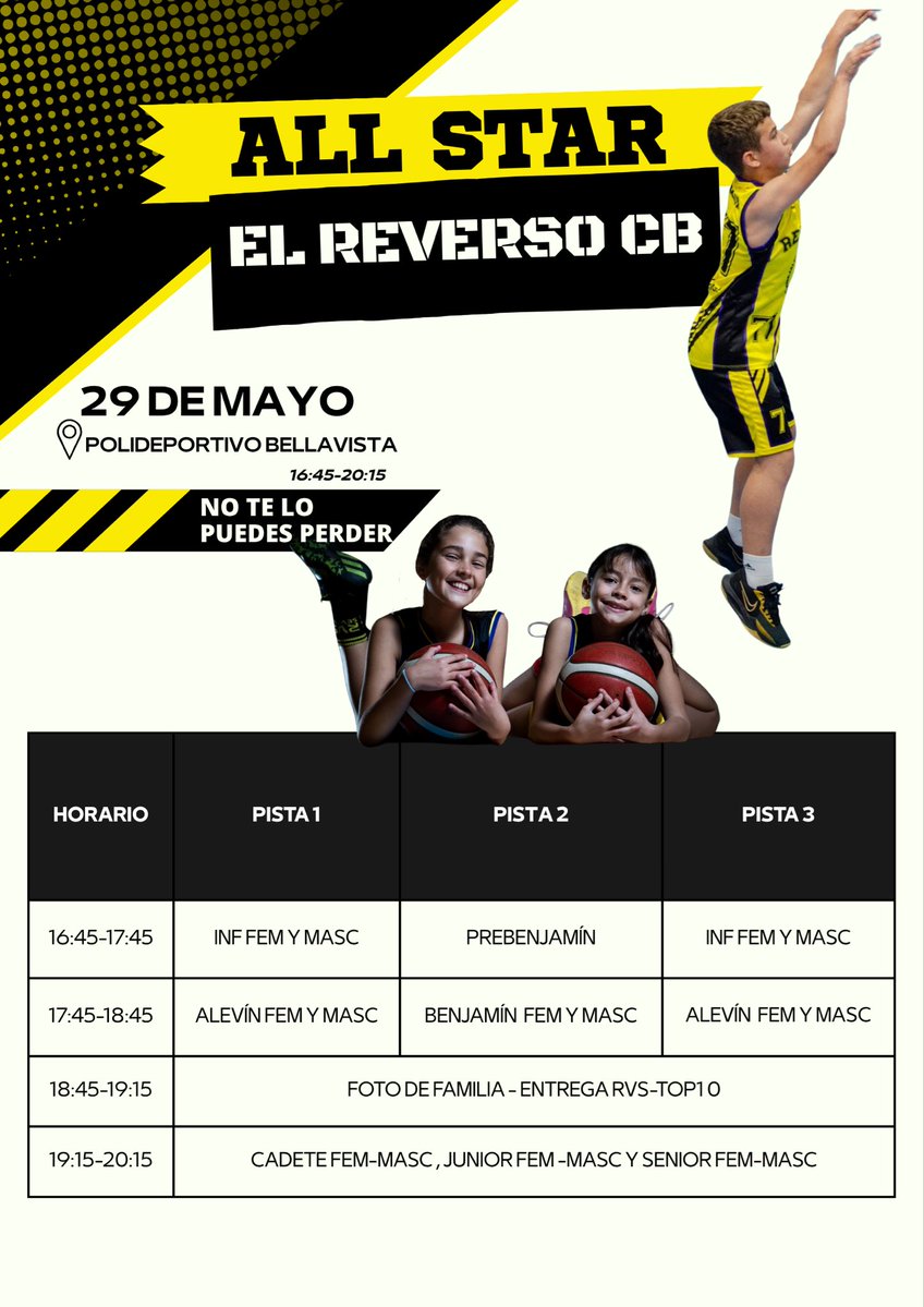 ElReversoCB's tweet photo. 🏀Estrenamos all-star final de temporada, con partidos, concursos.... 🏀
Baloncesto en familia⛹🏼‍♀️⛹🏼‍♂️

#ADNReverso 🖤💛 https://t.co/zb4kOUlJp8