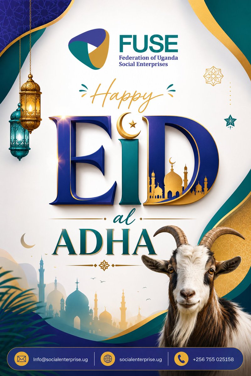 SocialEnterp_Ug's tweet photo. Eid Mubarak 🌙✨

As we mark Eid al-Adha, we extend warm wishes to our Muslim community, partners, and friends across Uganda and beyond. May this season of sacrifice, reflection, and gratitude bring peace to your homes, strength to your communities, and joy to your celebrations.

#EidAlAdha #EidMubarak #socialenterpriseuganda