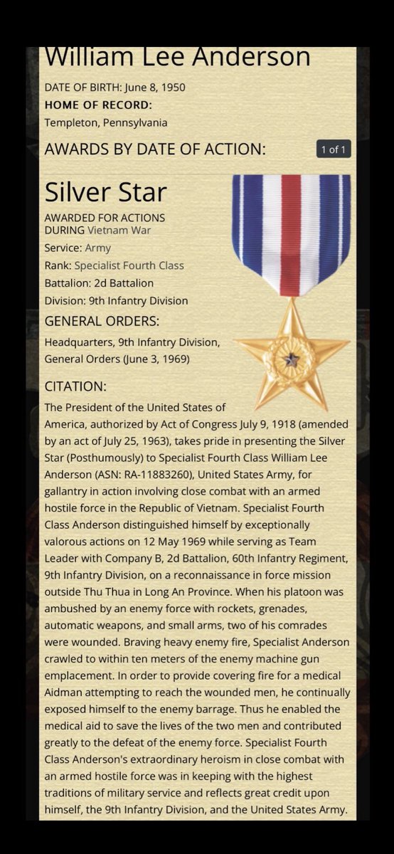 KoreyG80's tweet photo. Good Morning Patriots 
U.S. Army Sergeant 🇺🇸
William Lee Anderson 🦅
A Young Exemplary 18 Year Old Hero
Gave it All for his fellow Americans 
May 27, 1969 Honor William Today🎖️ https://t.co/nAyXrkiAkF