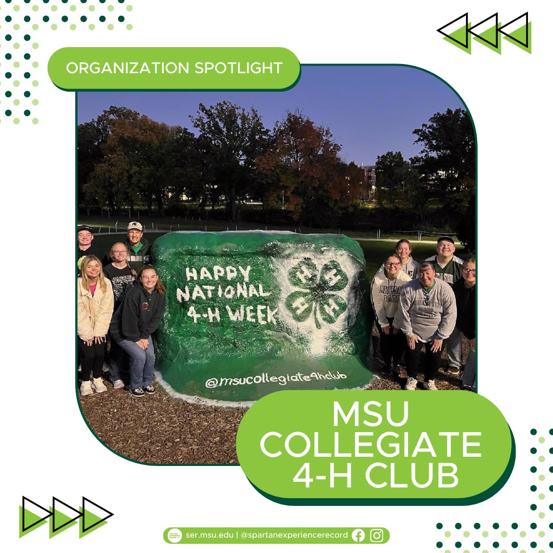 ser_msu's tweet photo. From attending professional conferences to engaging in community service, the MSU Collegiate 4-H Club provides students with the opportunity to learn outside of the classroom and develop several transferable skills. Request your SER today to highlight these skills! https://t.co/mYVYXgRvzG