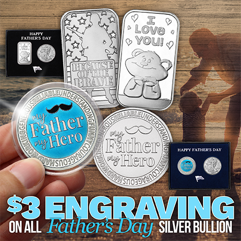 SilverTowneLP's tweet photo. STOP! Before you purchase another tie for dad, consider giving the gift he really wants: SILVER! There are many suitable bar or medallion designs for Father's Day and most can be personalized. For a limited time, engraving is $3, so shop for dad now >> https://t.co/MVjAHXHGJ5 https://t.co/9Jikyw2By1