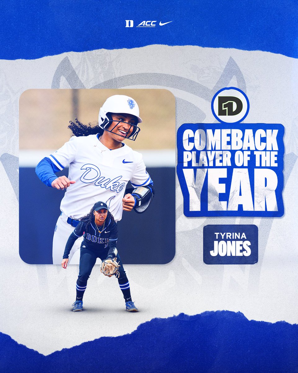 DukeSOFTBALL's tweet photo. Final year, best year. 

Proud of you, @JonesTyrina! https://t.co/gqmtwpeiak