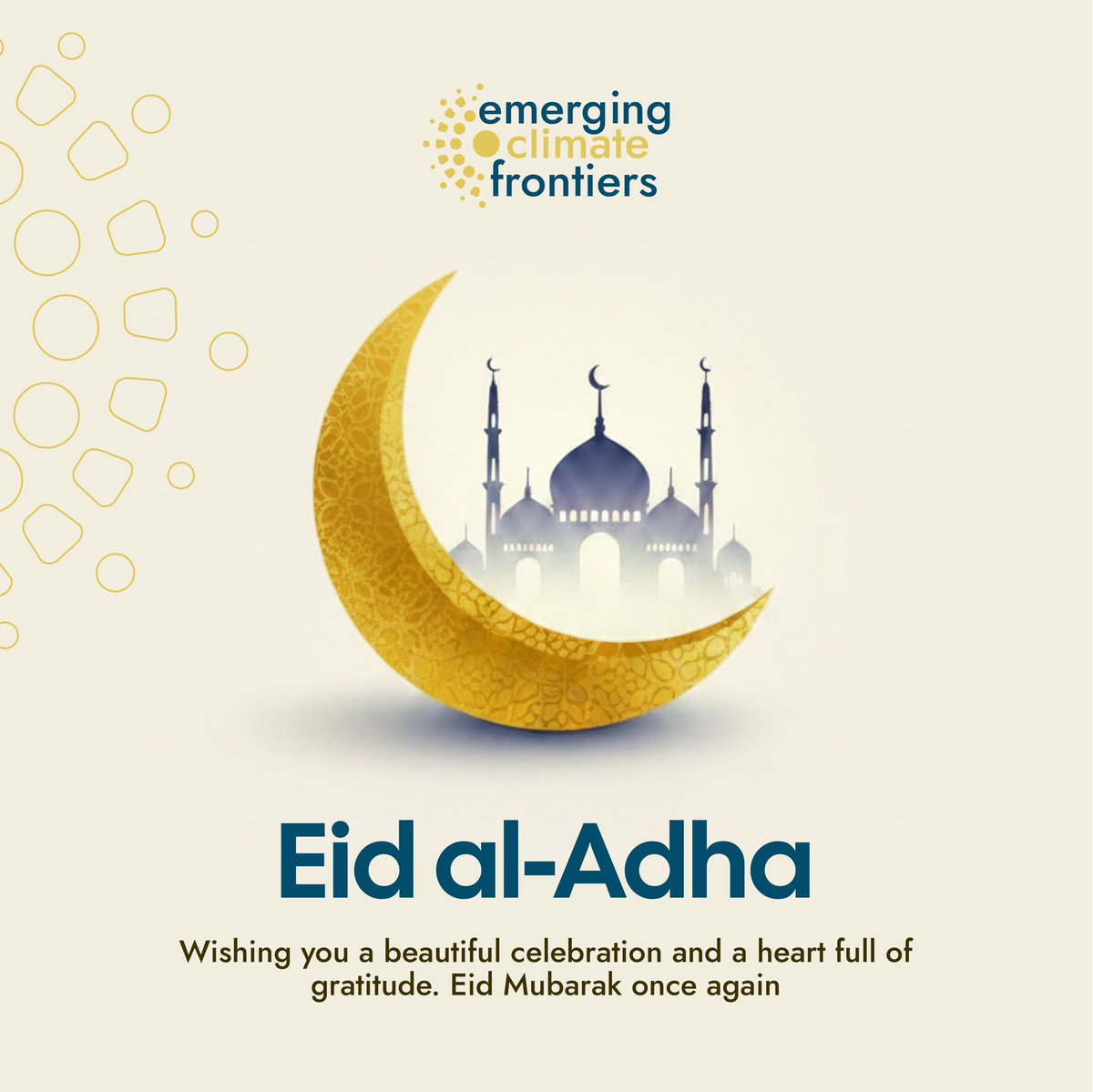 ecfrontiers's tweet photo. Eid al Adha reminds us of sacrifice, compassion, unity, and generosity. May this blessed occasion bring peace, hope, and kindness to all.

Eid Mubarak from all of us at ECF 🌙✨ https://t.co/naKgpU8xcZ