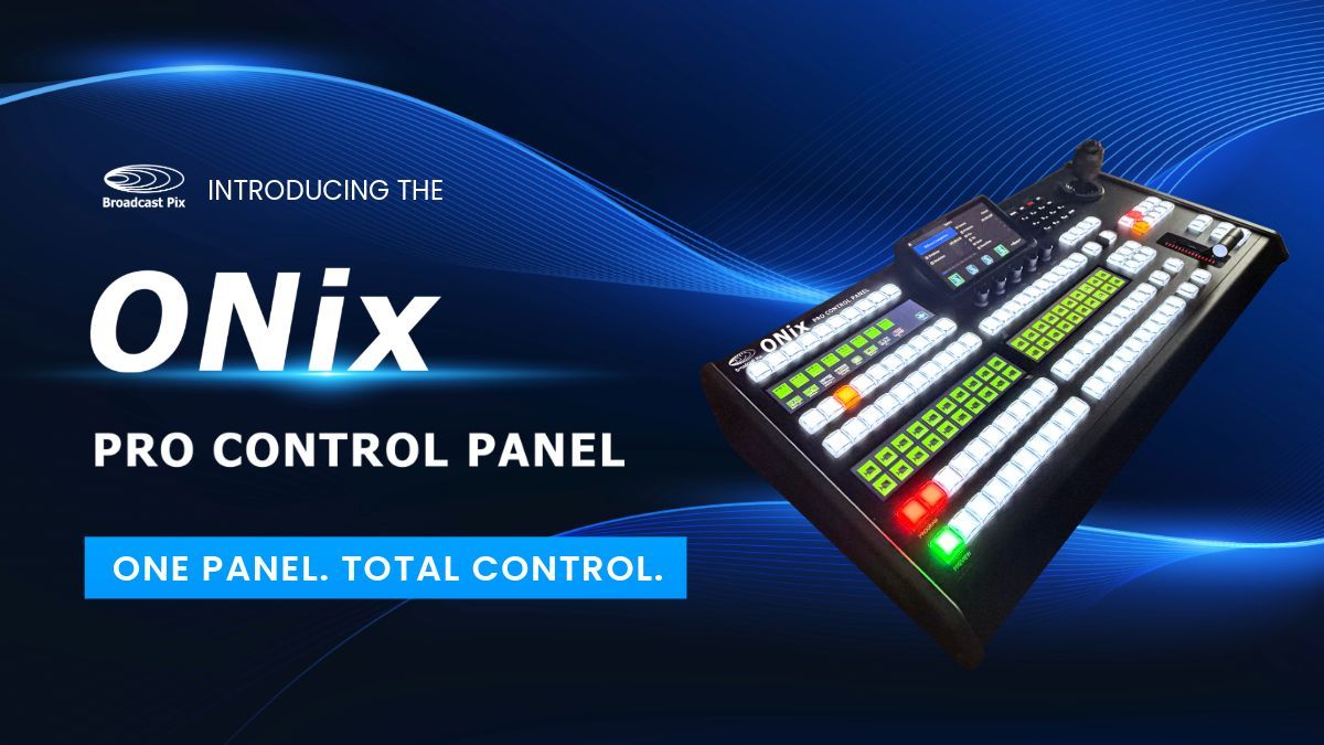 BroadcastPix's tweet photo. Introducing the Broadcast Pix ONix Pro Control Panel. Unified control of switching, PTZ, graphics, audio, and automation, from a single professional surface built for live production. Available now. Read the full announcement 👇 https://t.co/MReG1VeZaj https://t.co/Kn6ckbQm6P