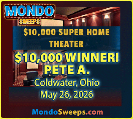 MondoSweeps's tweet photo. 🥳Mondo Congrats to our newest $10,000 #Winner - Pete A. of Coldwater, Ohio - May 26, 2026!🏆

✔️Enter to WIN up to $1,542,625 with MondoSweeps: https://t.co/v07IL7NoPo
🆓 100% Free! https://t.co/oT4NX7oNHE