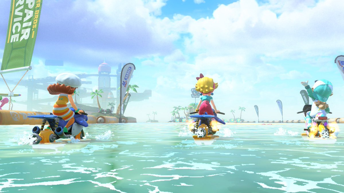 Robertw97034744's tweet photo. Riding along the coast #MarioKartWorld #NintendoSwitch2 #PrincessPeach #PrincessDaisy #PrincessRosalina https://t.co/mLdIeNxTbO