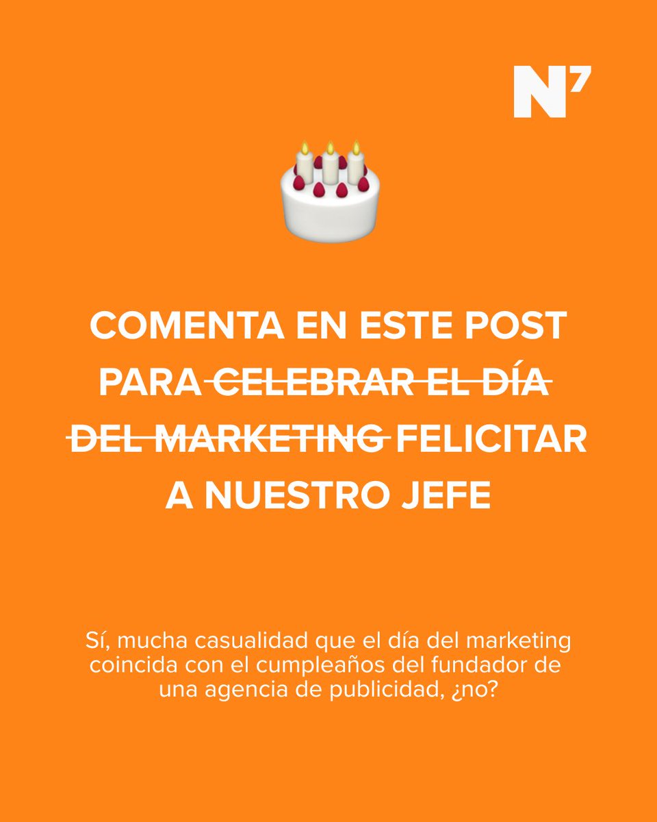 N7netcom's tweet photo. 🎉 Hoy celebramos el Día del Marketing, y en N7 lo hacemos x2.

📆 Tal día como hoy, nació Philip Kotler, padre del marketing moderno.

🎂 Pero Kotler no es el único, también hoy celebramos el cumpleaños de @nachotomas, fundador de N7.

🧡 ¡Feliz día para impulsar marcas! https://t.co/WM0Vy4efki