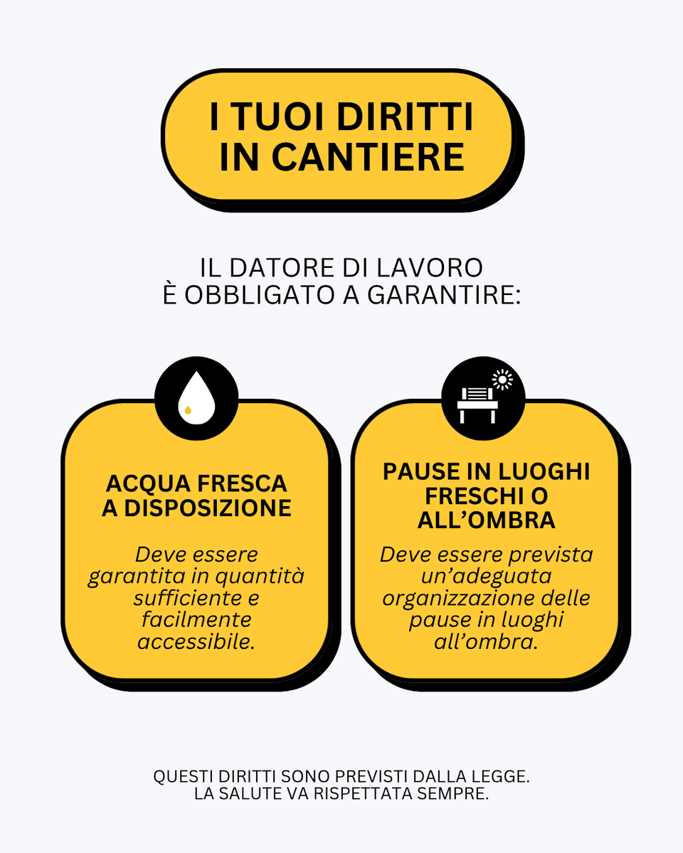 FilcaVeneto's tweet photo. Caldo? LAVORA IN SICUREZZA. 
La Regione Veneto, con la DGR n. 739/2025, ha recepito le nuove linee guida per la protezione dei lavoratori dal caldo e dalla radiazione solare.
Se in cantiere non sono garantite le adeguate condizioni: Rivolgiti alla Filca Cisl. https://t.co/MqcBBL3ZaN