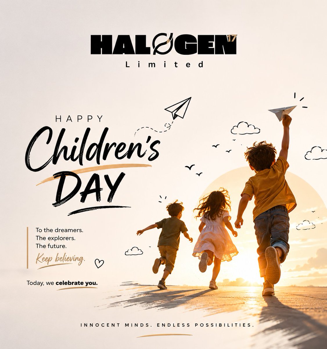 Halogen17Media's tweet photo. To the dreamers, the explorers, and the future — may your smiles stay bright, your hearts stay curious, and your dreams grow bigger every day. 🌈✨

Happy Children’s Day to every amazing child out there. 💛

#ChildrensDay #HappyChildrensDay #CelebrateChildren #FutureLeaders https://t.co/MBYdTi8IIQ
