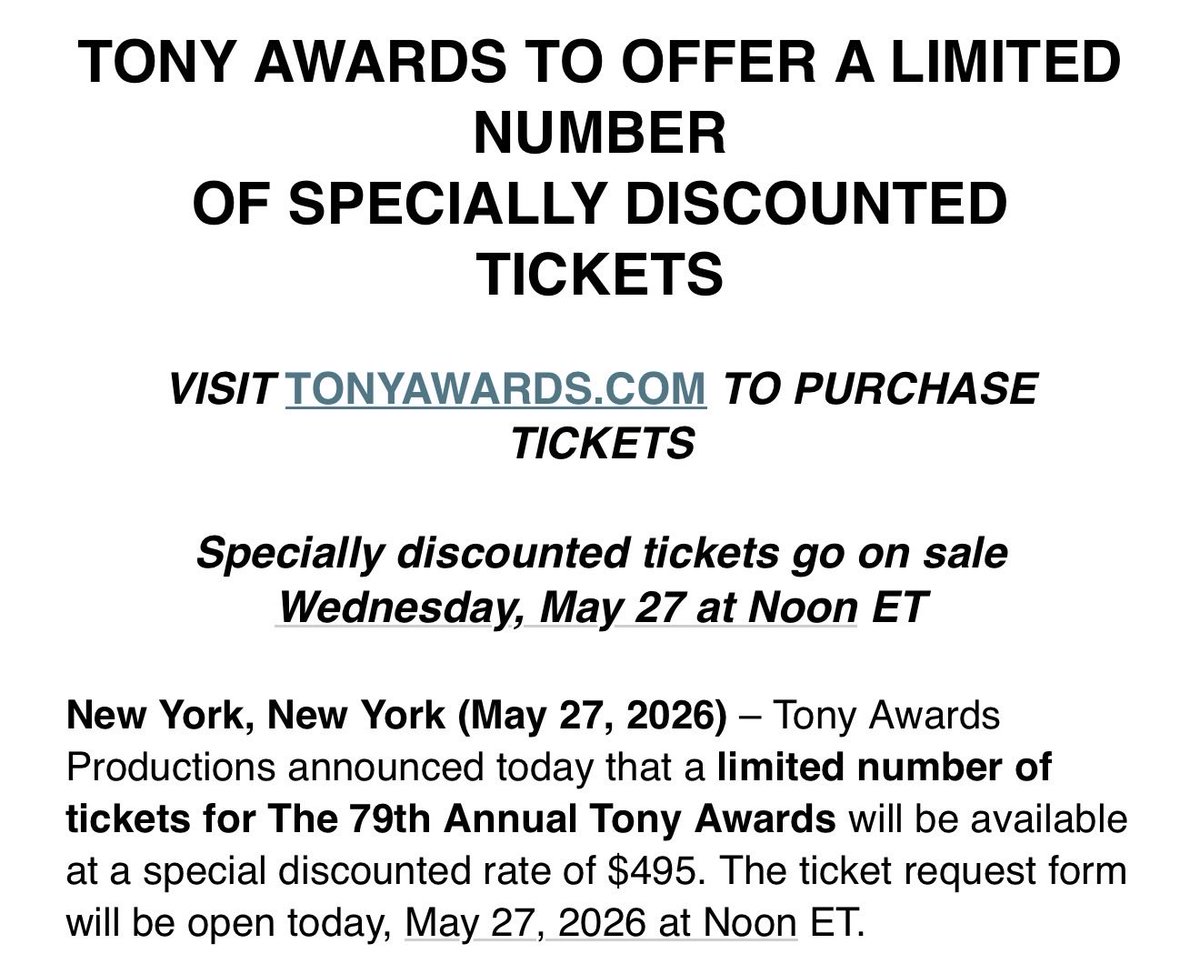 OnstageBlog's tweet photo. “Special discount price of $495.” https://t.co/m6Ij7IMWBt