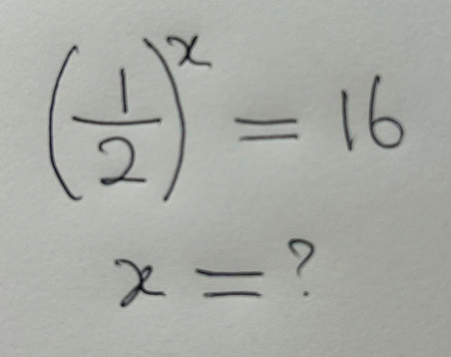 DimEvangs's tweet photo. @IQTestBrain => 2 ^(-x) = 2^4 => x = -4 https://t.co/Zk34S29Urm