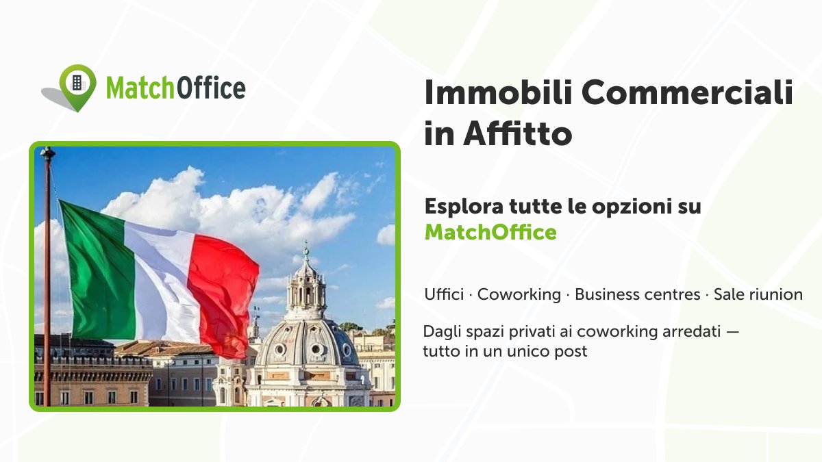 matchoffice_it's tweet photo. 🇮🇹 Tutti i tipi di immobili commerciali in affitto in Italia.

Su https://t.co/NSdvStfzSV trovi:
🏢 Uffici — arredati o grezzi
🏨 Business centre — serviced + IT support
💼 Coworking — abbonamenti flessibili
🤝 Sale meeting — a ore o giornata https://t.co/dgzVBzc9qD