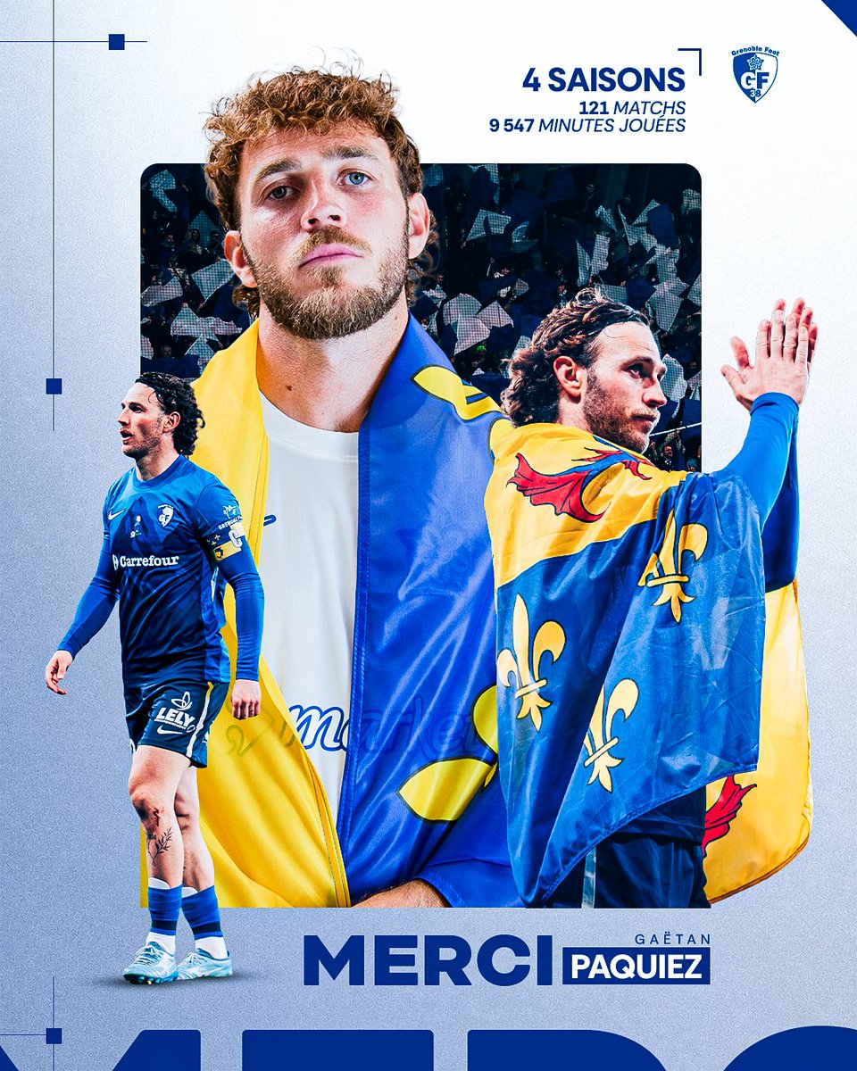 GF38_Officiel's tweet photo. 𝐌𝐞𝐫𝐜𝐢 𝐂𝐚𝐩𝐢𝐭𝐚𝐢𝐧𝐞 💙🤍

Après plusieurs saisons sous les couleurs grenobloises, Gaëtan Paquiez quitte le GF38.

Plus de 120 matchs disputés, un brassard porté avec engagement, et un investissement constant pour le club et le collectif.

Merci Gaëtan pour ton professionnalisme, nous te souhaitons le meilleur pour la suite de ta carrière 👏 !

#GF38