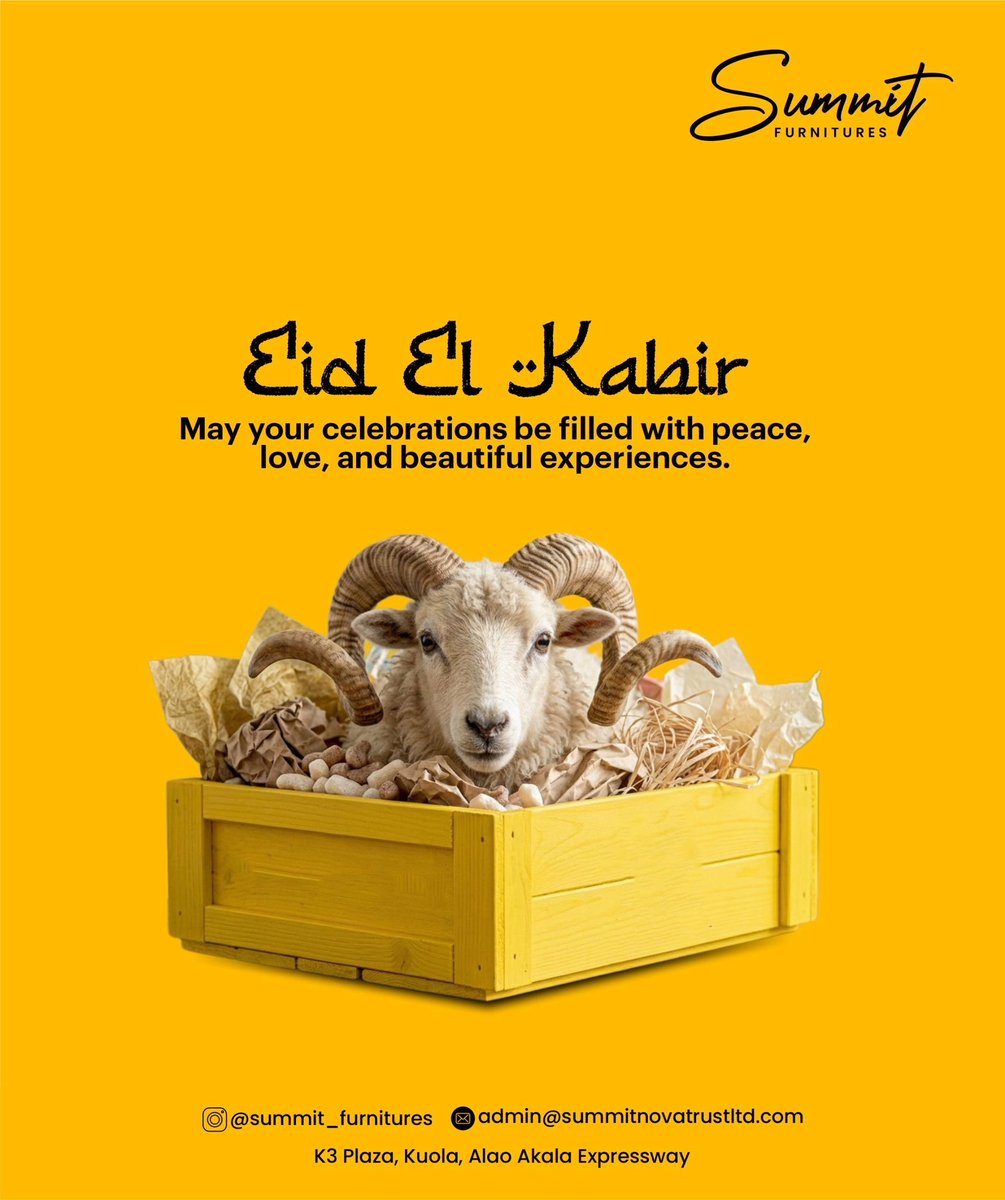 Summitnovatrust's tweet photo. 🌙✨ Eid Mubarak from Summit Furnitures. 
May this blessed season bring peace, joy, prosperity, and abundant blessings to you and your loved ones. Thank you for always trusting us. 🤍 https://t.co/1sVjCF5Cls