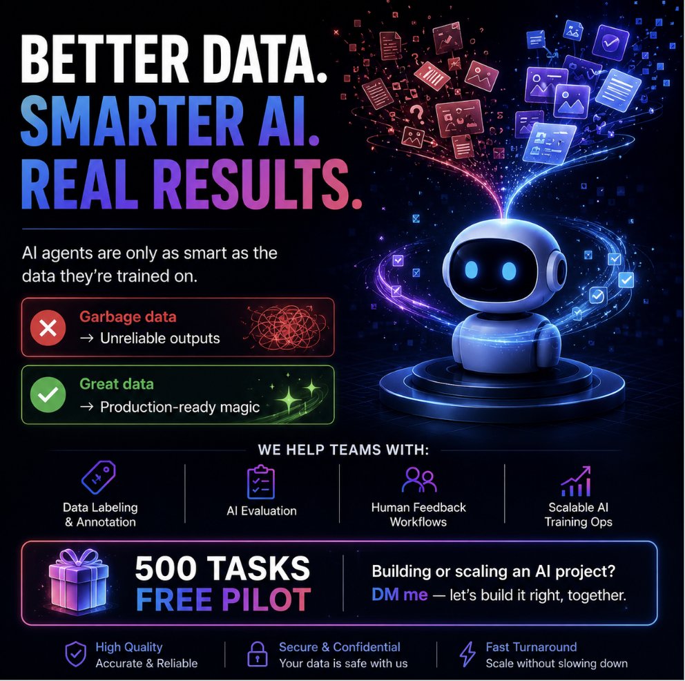 FloinAi's tweet photo. #AI #GenerativeAI #LLM #AIAgents #MachineLearning
#DataAnnotation #DataLabeling #HumanInTheLoop
#AITraining #AITools #DataQuality #SyntheticData
#Startup #SaaS #TechStartup #B2B
#OpenAI #Anthropic #RAG #FineTuning
#FloinAI https://t.co/a09SpVLAuz
