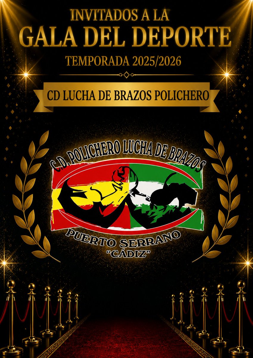 DxtesPtoserrano's tweet photo. El CD Lucha de brazos Polichero, nos complace informarle su presencia en la Gala del Deporte que se celebra este Viernes, los campeones de campeones recibirán su galardón. Nos vemos a partir de las 19:30h. https://t.co/9pLBX1Bnvf