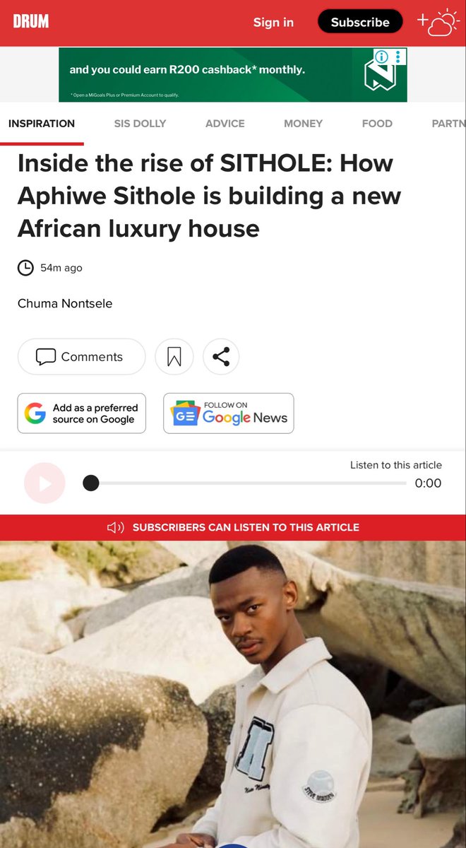 AphiweSitholeSA's tweet photo. Featured by @DrumMagazine .

Inside the rise of SITHOLE Luxury House.

SITHOLE. https://t.co/BNzmNZcPzg