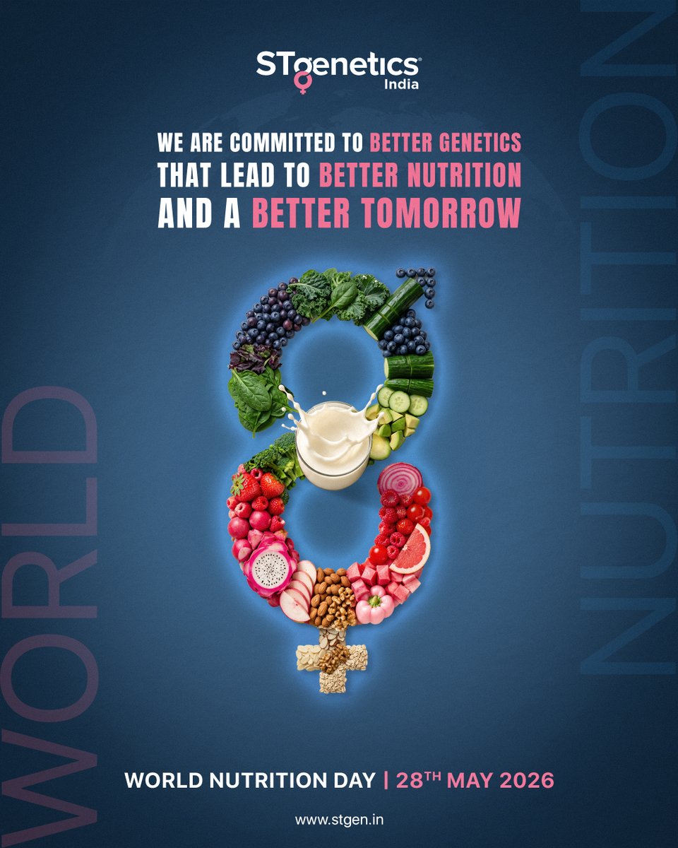 StgeneticsI's tweet photo. Better genetics lead to healthier herds, better nutrition, and a better tomorrow. 🌱🥛

This World Nutrition Day, #STgeneticsIndia reaffirms its commitment to supporting #sustainable dairy farming through innovation and responsible breeding. 💙

#WorldNutritionDay #BetterGenetics https://t.co/wWrCjX8xZV