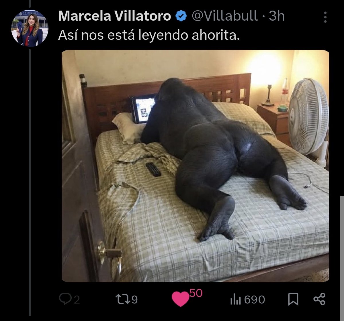nergal668's tweet photo. @AbigailGuerraSV Jajajjaa ahí te hablan gorila jajajajajajajajajajajajajajajajjajajajaajajajjajajaja, mira pone el tuyo también cuánto te paga el gobierno cuál es tu sueldo de mis impuestos https://t.co/pok8u8aarw