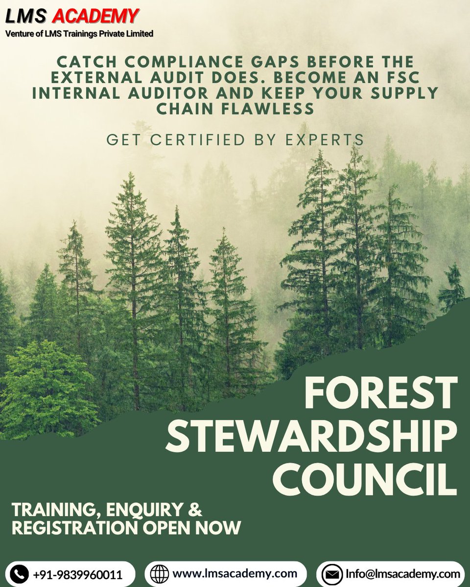 lms_training's tweet photo. 🌳 Protect Forests. Boost Your Career. 🌳Want to lead the future of sustainable forestry? Get certified with our globally recognized FSC courses!
#forest #FSC #lmsacademy #lmstraining #lms #forestlife #foreststewardshipcouncil #lms #protectforest https://t.co/uzqK6O77gj