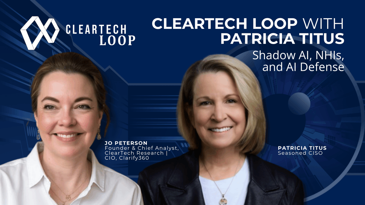 cleartechtoday's tweet photo. 📌 Patricia Titus brought a deeply practical CISO lens to this ClearTech Loop conversation.

Patricia is a seasoned CISO who has more than 25 years of experience leading security organizations across public and private sectors, including financial services, technology, and government. She has held executive roles at Booking Holdings, Markel Corporation, Freddie Mac, Symantec, Unisys, and the TSA, and she brings a global perspective to risk, resilience, and cybersecurity leadership.

What came through in this episode was her focus on how AI risk actually shows up inside organizations.

Not as one neat problem. As a governance problem. A risk problem. A productivity problem. An identity problem. And eventually, if leaders do not get ahead of it, a security problem.

That made this conversation feel especially connected to what CISOs and CIOs are dealing with right now: AI adoption moving quickly, agents becoming more capable, and security teams trying to build controls without slowing the business down completely.

⭐ Listen to the full episode: https://t.co/9iLFrOV5RH

⭐ Stay in the Loop. Subscribe for new episodes: https://t.co/pQP1sp2Kux

#AISecurity #CISO #Cybersecurity