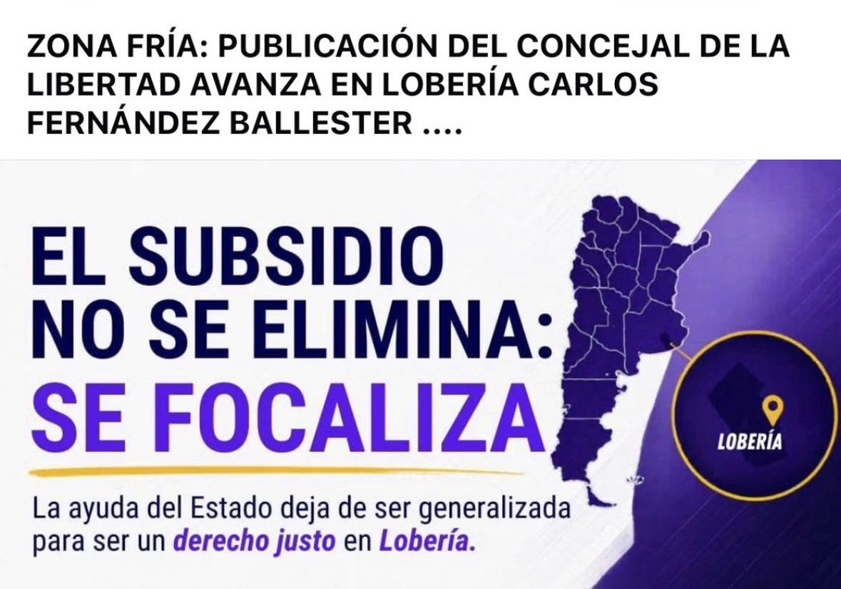 TOPOarg's tweet photo. MAPAS PELIGROSOS

El Concejal Libertario de Lobería, Carlos Fernández Ballester, salió a defender la eliminación de descuentos en Gas por Zona Fría, pero terminó armando un desastre con el mapa de Argentina.

Achicó Córdoba a la mitad. Anexó la mitad de Córdoba a territorio de La Pampa. Destrozó Salta. Partió a Santa Fe por la mitad. Metió a Chaco en una extraña fusión con otra provincia. Le robó un pedazo a Corrientes y desnaturalizó Tucumán. Desastre.