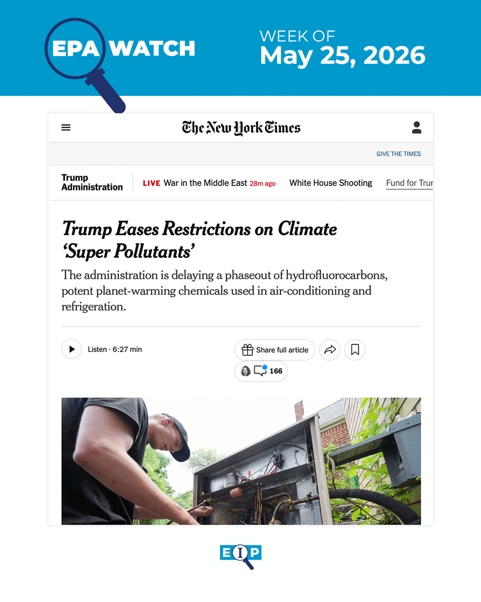 EnviroIntegrity's tweet photo. Trump’s EPA is slowing down a plan to phase out hydrofluorocarbons (HFCs), chemicals linked to climate pollution, despite the rules being signed into law during Trump’s first term with support from industry groups and both political parties. https://t.co/4lAMnEBubW https://t.co/Ee0FlVYPth