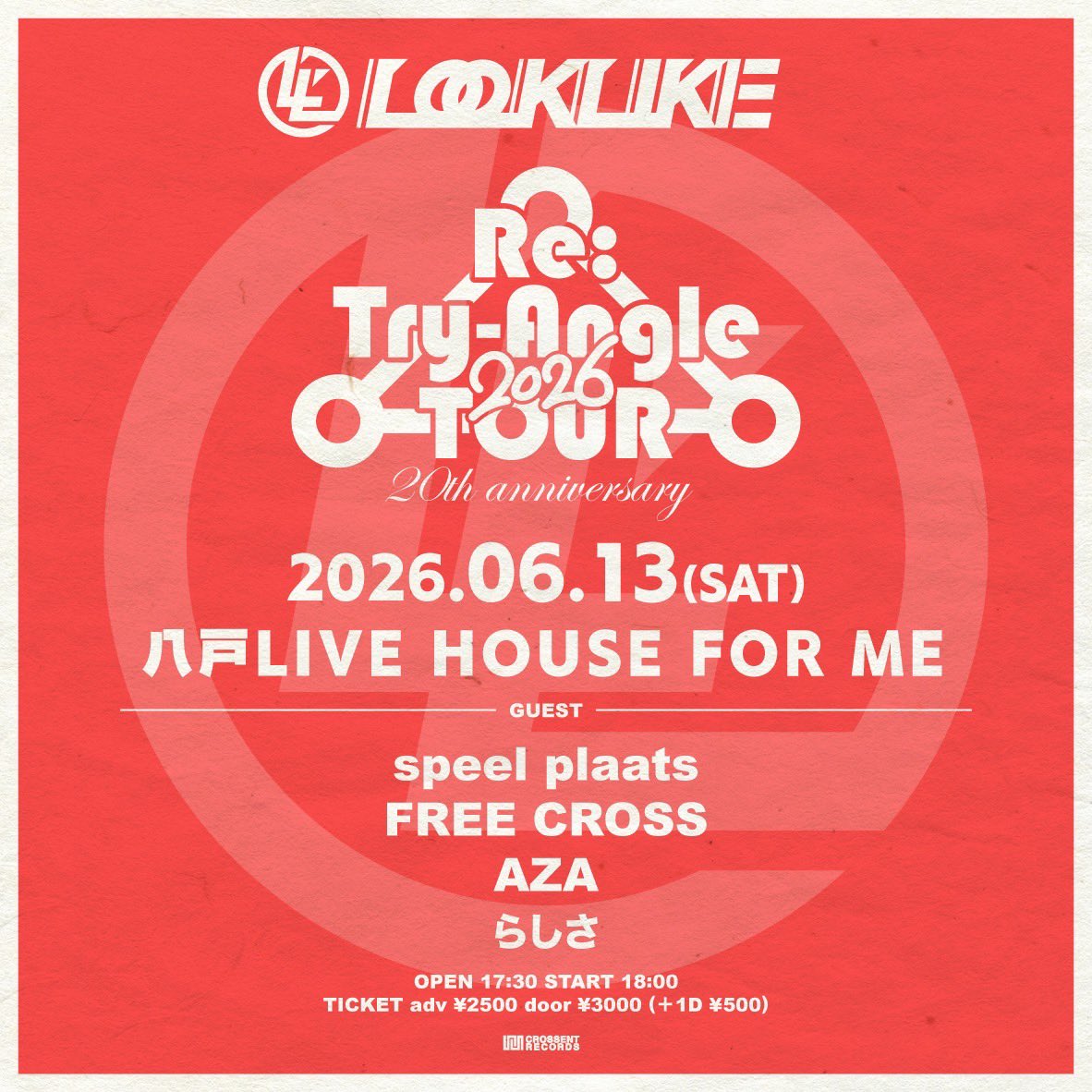 FREECROSS_com's tweet photo. 【🚨ツアー帯同🚨】

LOOKLIKE
『Re:Try-Angle TOUR 2026』

"八戸編"
🗓️6.13(土)
📍八戸 FOR ME

"酒田編"
🗓️6.14(日)
📍酒田MUSIC FACTORY

LOOKLIKEとの2DAYS🤩
東北周遊しちゃうぞ💪⚡️

▼LIVE INFO&amp;チケット予約▼
https://t.co/JFbocOvayD https://t.co/TZcaJbMieU