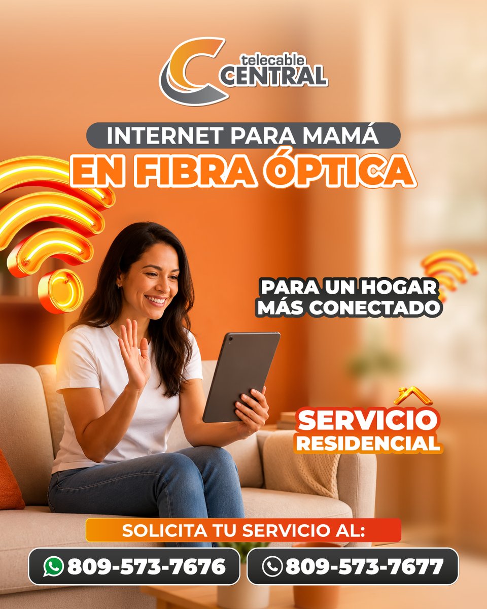 telecentral's tweet photo. 💖 Mamá merece estar siempre conectada con lo que más ama.

Con nuestra fibra óptica disfruta de videollamadas, entretenimiento y una conexión rápida y estable para cada momento especial del hogar 🚀📶

📲 ¡Conecta a mamá con la mejor velocidad y estabilidad!

📞 Solicita tu servicio: 809-573-7676 / 809-573-7677
🌐 https://t.co/gbQ6WXslFu

#TelecableCentral #FibraÓptica #InternetResidencial #MamáConectada #InternetHogar #Conectividad #TeDaMás