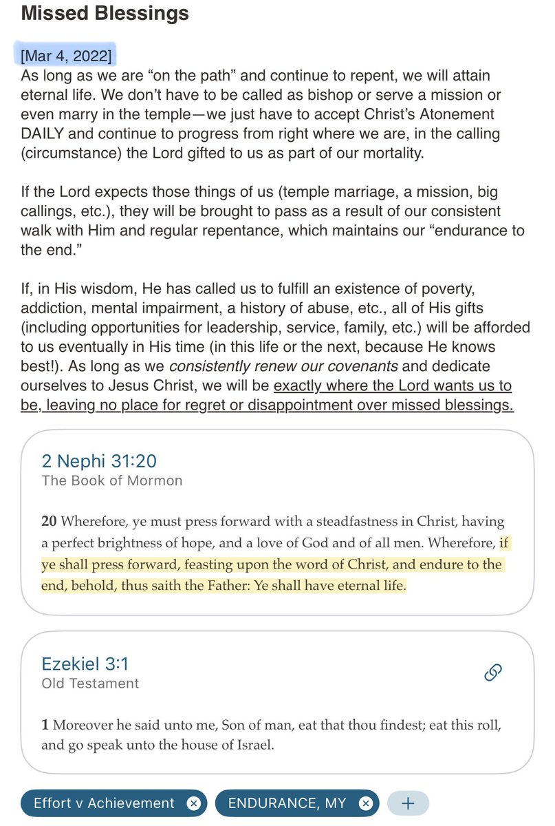 MyGospLib_Notes's tweet photo. Coming across past notes in my studies. 
This note I made 4 years ago has been one of the more impactful on me ever since.

#enduringwithjoy #effortvsachievement #E1227 https://t.co/TziLVLANsA