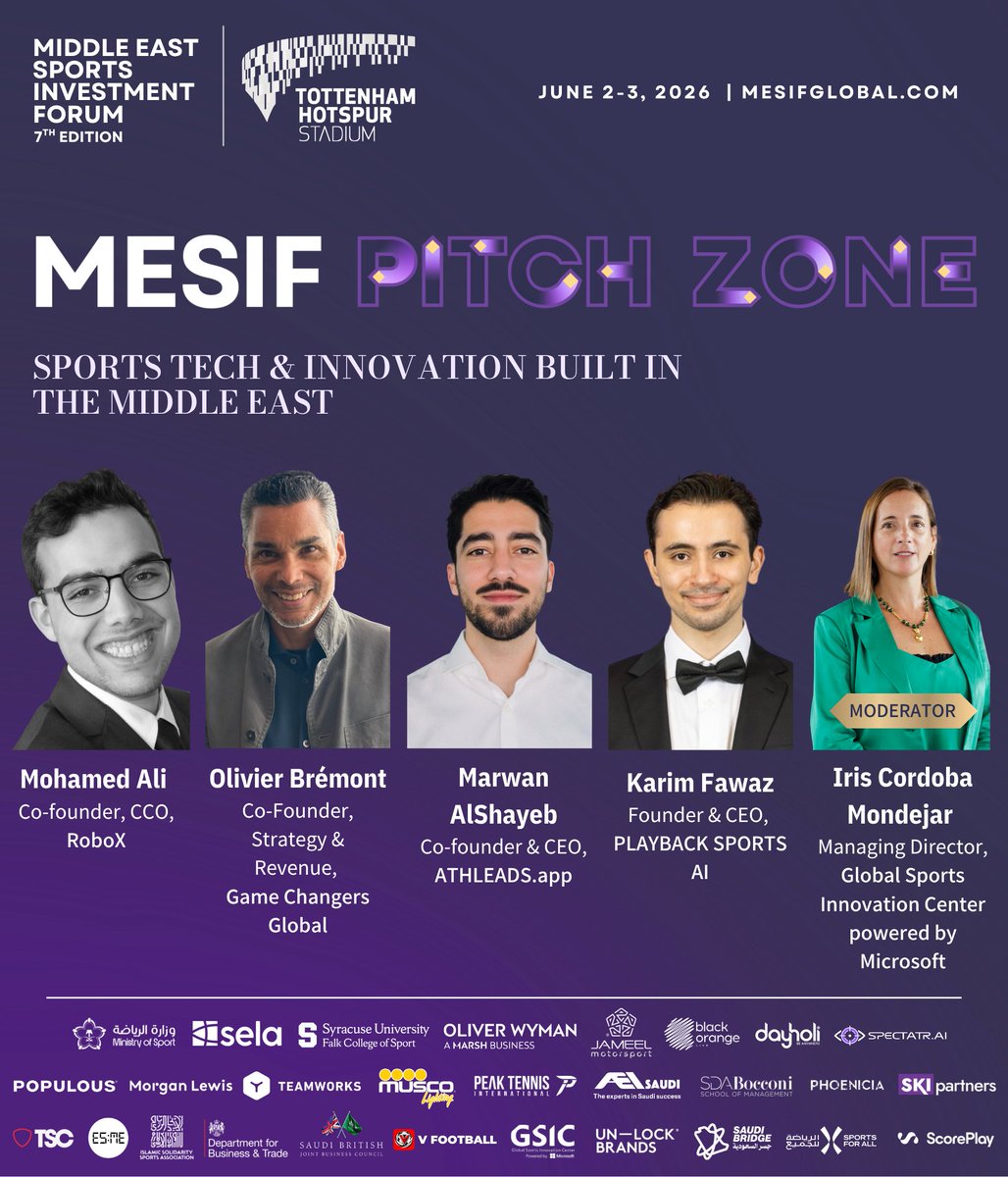 MESIFGLOBAL's tweet photo. The All New MESIF Pitch Zone at MESIF London 2026. 🎤

We are delighted for the launch of our new initiative – the MESIF Pitch Zone. 

Thank you to Iris Codoba Mondejar and Mickey Stewart MBE from @Sport_GSIC powered by Microsoft and @AEISaudi for moderating these sessions. https://t.co/EfsUJzvh7b